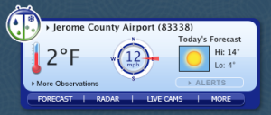 Jerome, Idaho temperature at about 8:15 am...and not getting much better throughout the day! BRR!!!!